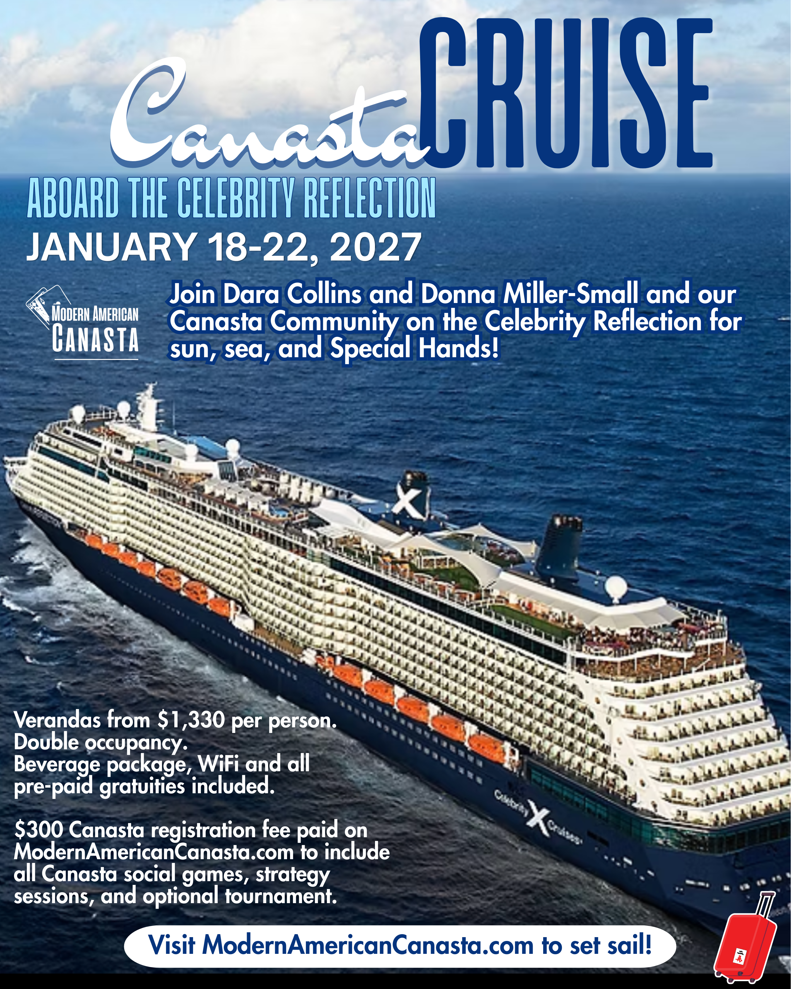 Canasta Celebrity Reflection Cruise January 18-22, 2027